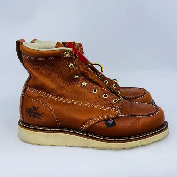 THOROGOOD AMERICAN HERITAGE 6″ "TOBACCO" FIRM MOC SOFT TOE WORK BOOTS SIZE 10D